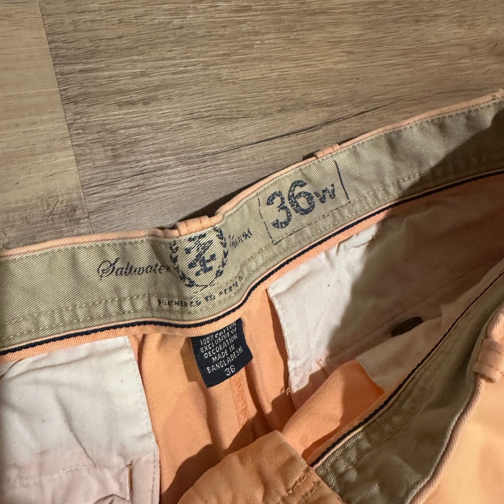 Izod Men's Peach-Orange Cotton Flat Front Shorts - Picture 4 of 4